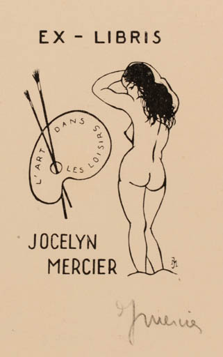 Exlibris by Jocelyn Mercier from France for Jocelyn Mercier - Art Woman 