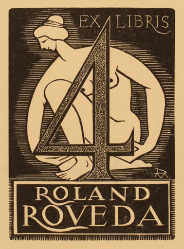 Exlibris by Daniel Meyer from France for Roland Roveda - Woman 