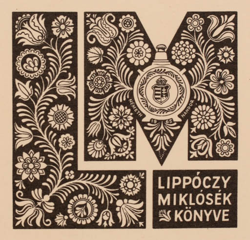 Exlibris by Nàndoek Németh from USA for Miklósék Lippóczy - Monogram Ornament 