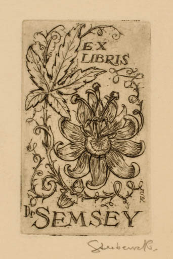 Exlibris by Karoly Sterbenz from Czech Republic for Dr. Andor Semsey - Flower Flora 