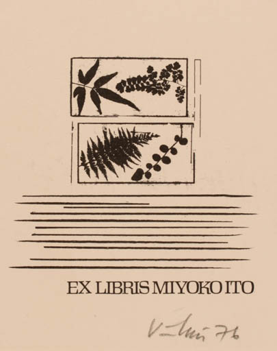 Exlibris by Vytautas O. Virkau from USA for Miyokoito Ito - Flora 