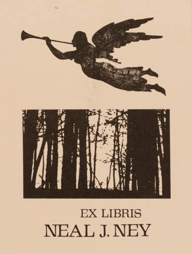 Exlibris by Vytautas O. Virkau from USA for Neal J Ney - Angel Forest 