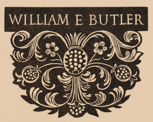 Exlibris by Reynolds Stone from Great Britain for Prof. William Ettler Butler - Ornament 