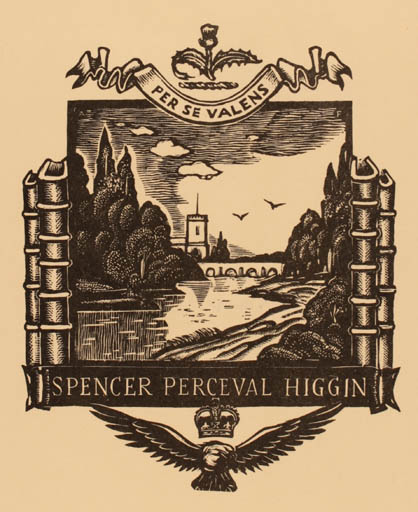 Exlibris by Adrian Feint from Australia for Spenser Perceval Higgin - Scenery/Landscape 