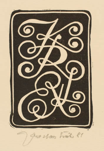 Exlibris by Jaroslav Svab from Czech Republic for ? K. R. - Monogram 