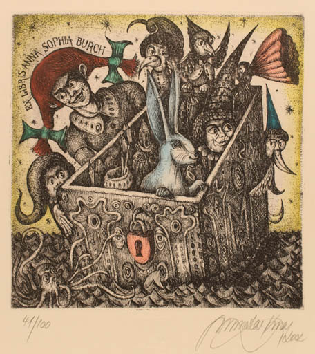 Exlibris by Miroslav Knap from Slovak Republic for Anna Sophia Burch - Fairytale/fable Literature 