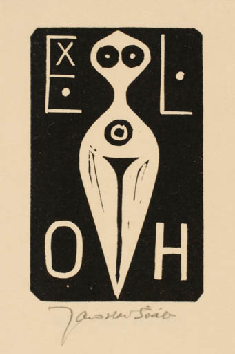 Exlibris by Jaroslav Svab from Czech Republic for ? O. H. - Woman Monogram 