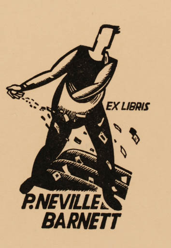 Exlibris by E. Thake from Australia for P. Neville Barnett - Working 