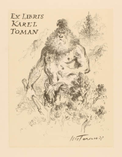 Exlibris by Karel Toman from Czech Republic for Karel Toman - Fairytale/fable Man 