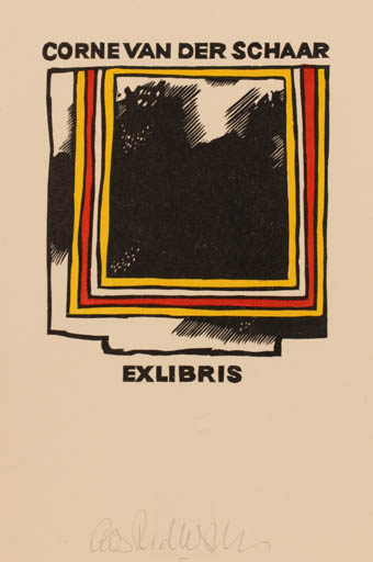 Exlibris by Cees Andriessen from Netherland for Corne van der Schaar - Abstract 