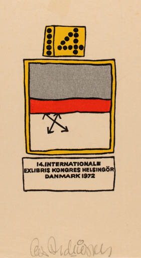 Exlibris by Cees Andriessen from Netherland for ? 14. Internationale Exlibris Kongres Helsingör Danmark 1972 - Abstract Exlibris Congress 