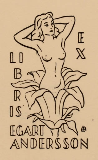 Exlibris by Louis M. J. Asperslag from Belgium for Egart Andersorsson - Woman 