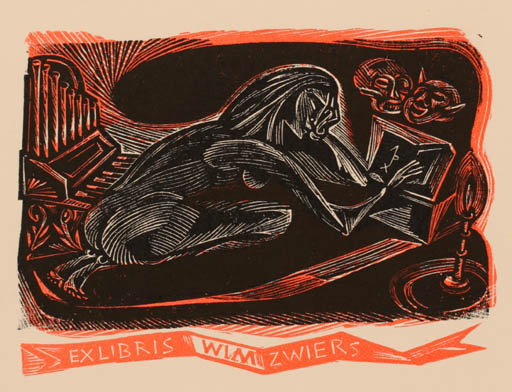 Exlibris by John Dix from Belgium for Wim Zwiers - Woman 