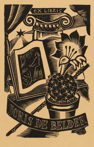 Exlibris by Antoon Herckenrath from Belgium for Joris De Belder - Book Flora 