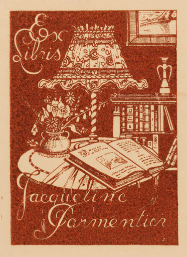 Exlibris by Albert Isselée from Belgium for Jacqueline Parmentier - Book Interior 