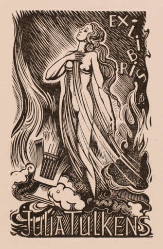 Exlibris by Luc de Jaegher from Belgium for Julia Tulkens - Woman 