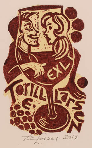 Exlibris by Torill  Elisabeth Larsen from Norway for Torill  Elisabeth Larsen - Couple Wine 