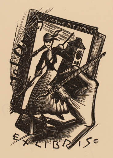 Exlibris by Jan Meeus from Belgium for Jef Arras - Hand(s) Woman 