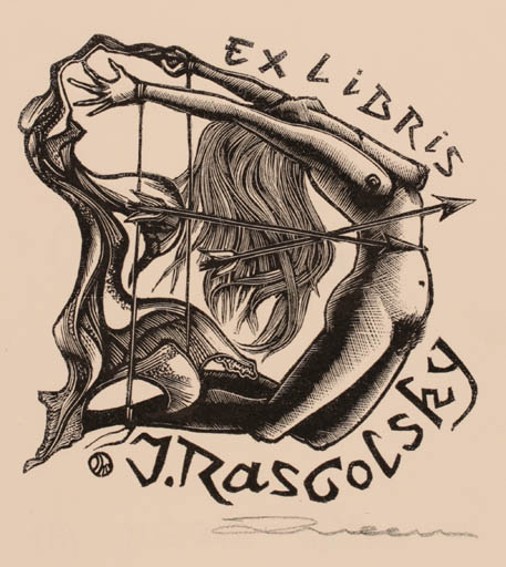 Exlibris by Jan Meeus from Belgium for J Rasgolsky - Woman 