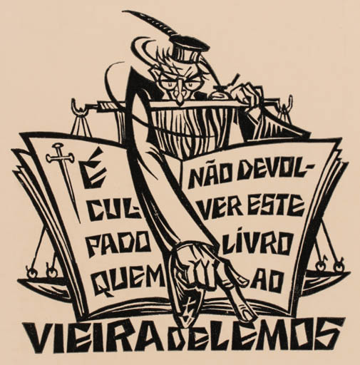 Exlibris by L Muryldermans from Belgium for Antero Viera De Lemos - Book Man 