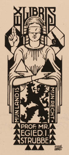 Exlibris by A. Vlaanderen from Belgium for Egied I Strubbe - 