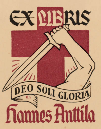 Exlibris by Erkki Tanttu from Finland for Hannes Antilla - Weapon 