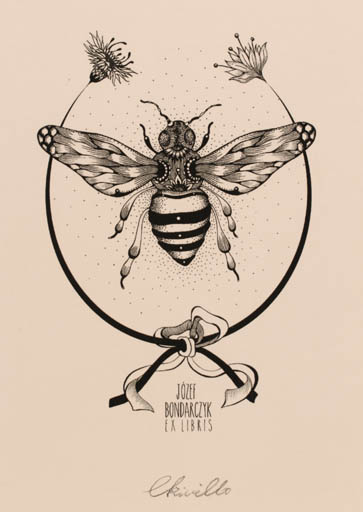 Exlibris by Ewelina Rivillo from Poland for Jozef Bondarcyk - Insect 