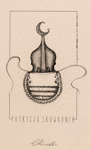 Exlibris by Ewelina Rivillo from Poland for Patrycja Skowronek - Music 