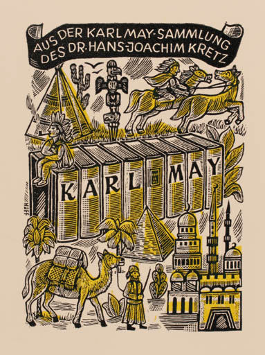 Exlibris by Hermann Huffert from Germany for Dr. Hans-Joachim Kretz - 