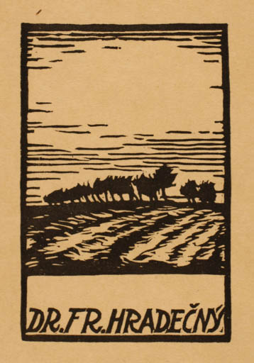 Exlibris by Jaroslav Votruba from Czech Republic for Dr. Fr. Hradecny - Scenery/Landscape Tree 