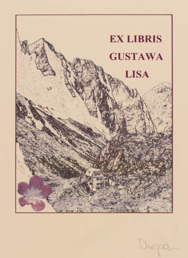 Exlibris by Dagmara Dragan from Poland for Gustawa Lisa - Mountain 