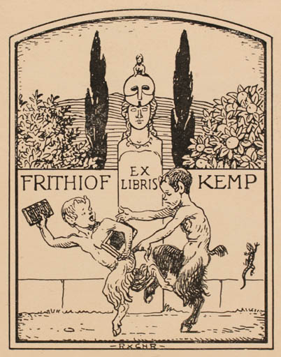 Exlibris by Rasmus Christiansen from Denmark for Frithjof Kemp - Pan/Faun 