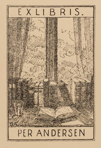 Exlibris by Stig Aagesen from Denmark for Per Andersen - Book 