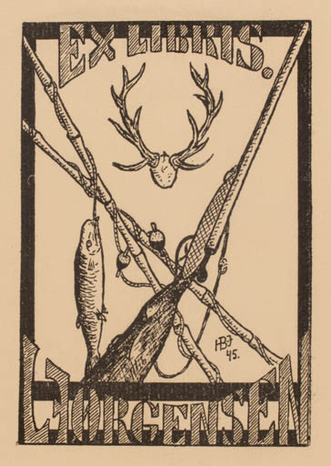 Exlibris by Haagen Bartram-Jensen from Denmark for L Jørgensen - Hobby 