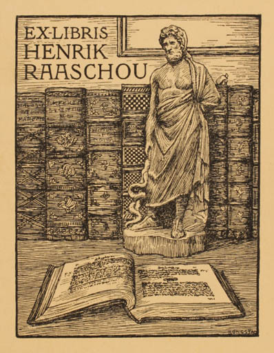 Exlibris by Kristian Kongstad from Denmark for Henrik Raaschou - Book Mythology 