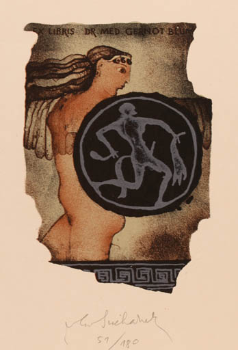 Exlibris by Vladimir Suchanek from Czech Republic for Dr. Gernot Blum - Classical antiquity Erotica 