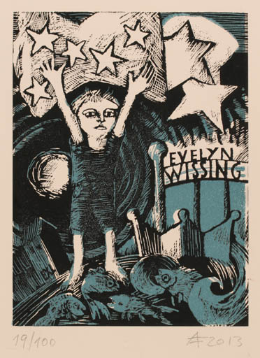 Exlibris by Annette Fritzsch from Germany for Evelyn Wissing - Child 