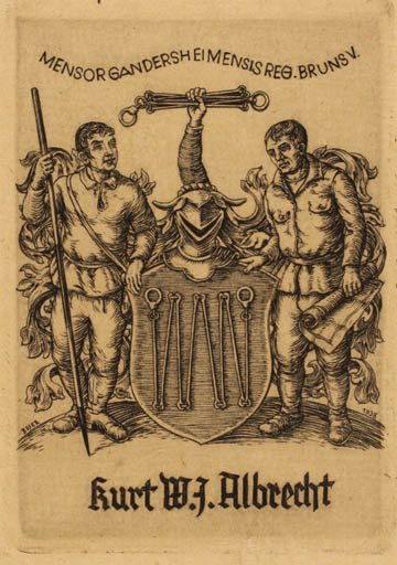 Exlibris by Ottohans Beier from Germany for Kurt W. J. Albrecht - Heraldry 