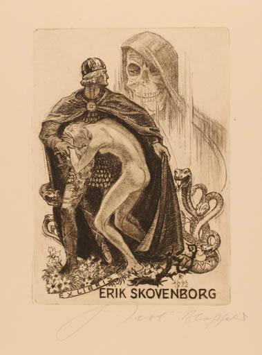 Exlibris by Karl Blossfeld from Germany for Erik Skovenborg - Death Medicine 