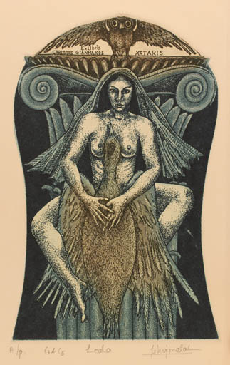 Exlibris by Ismu Jindal from Indien for Christos Giannakos - Leda and the Swan 