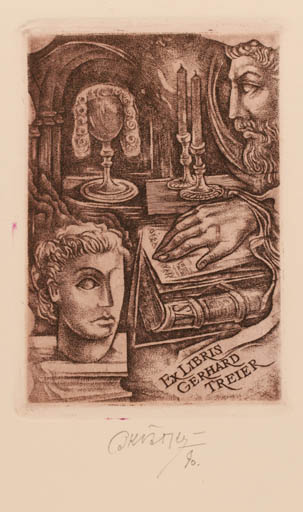 Exlibris by Bohumil Kratky from Czech Republic for Gerhard Treier - Book 