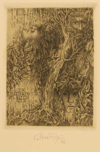 Exlibris by Bohumil Kratky from Czech Republic for Ruth Utz - 