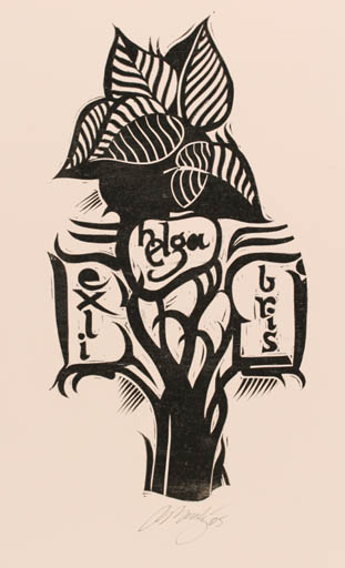 Exlibris by Augustinas Virgilijus Burba from Lithuania for Helga  Becker-Bickerich - Abstract Tree 