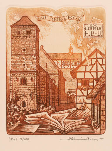 Exlibris by Ferenc Balint from Hungary for Helga  Becker-Bickerich - Book City 