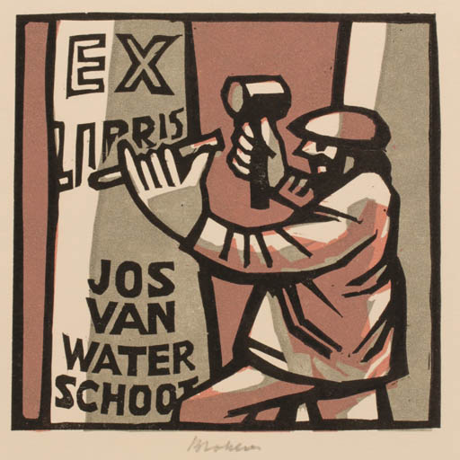 Exlibris by Henk Blokhuis from Netherland for Jos van Waterschoot - Working Man 