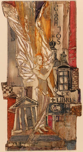 Exlibris by Ramune Kmiliauskaite from Lithuania for ? Agaath & Jos Van Waterschoot - Architecture Angel Religion 