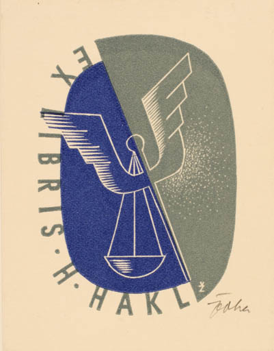 Exlibris by Jar. E. Zoha from Czech Republic for Hubert Hakl - Law 