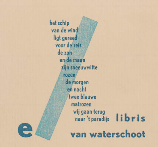 Exlibris by Anne de Boer Olsen from Netherland for van Waterschoot - Text/Writing 