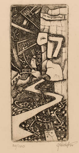 Exlibris by Grazina Didelyte from Lithuania for Jos van Waterschoot - Abstract 