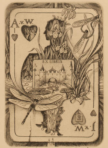 Exlibris by Bertil Schmüll from Netherland for ? Agaath & Jos Van Waterschoot - Castle/Palace Woman Man Regent/royalty 